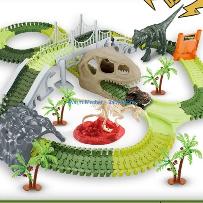 

Dinosaur Race Car Track Assembled Race Track Toy Car Kids Favor Electronic Gift 57QE