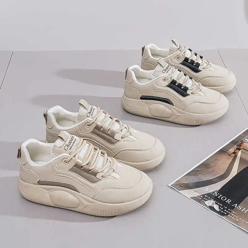 Demi-season Spring Women's High Sports Shoes Brown Boots Woman Sneakers Women Shose Luxery Outside Outing Tenix 2025elegant