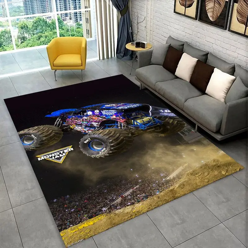 Cartoon Monster Truck Monster Jam Non-Slip Area Rug for Living Room,Bedroom,Playroom,Carpet Floor Mat Home Decor Rug  Room view 2