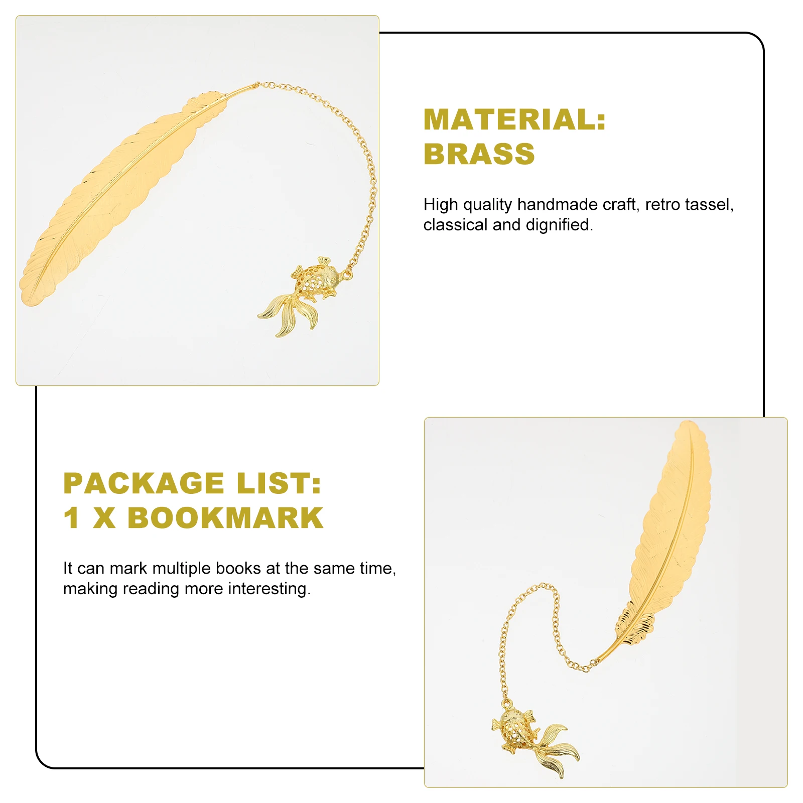 1 set metalen bladwijzer Premium messing natuurlijke stijl bladwijzer Geschikt studenten Schrijvers Lezers Boek Decoratieve bladwijzer