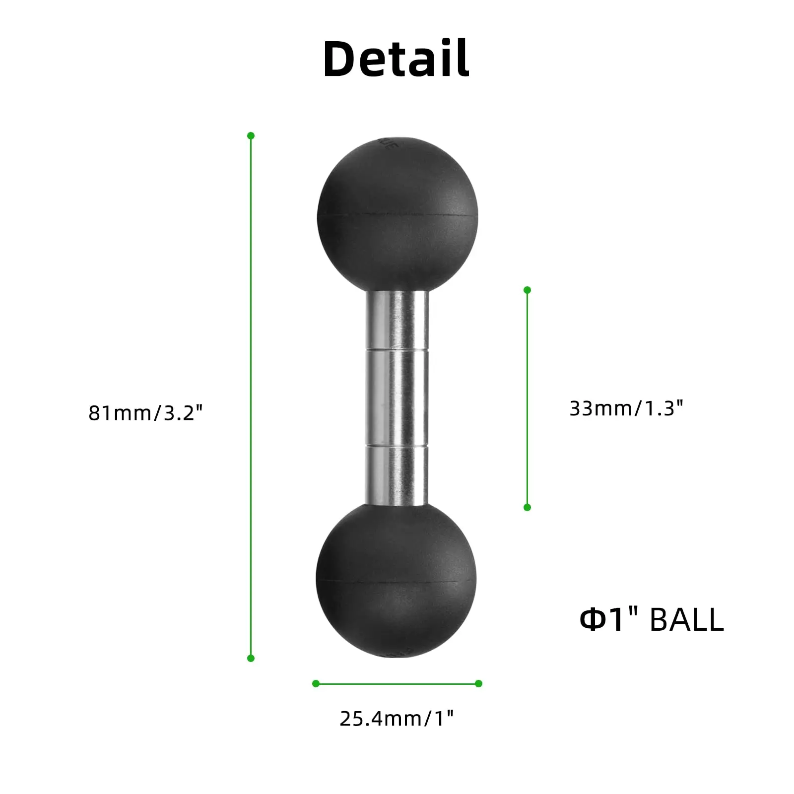 FANAUE Double Ball Mount Adapter 1 Inch to 17mm 25mm Composite Extension Ball Compatible with Double Socket Arm for RAM Mounts