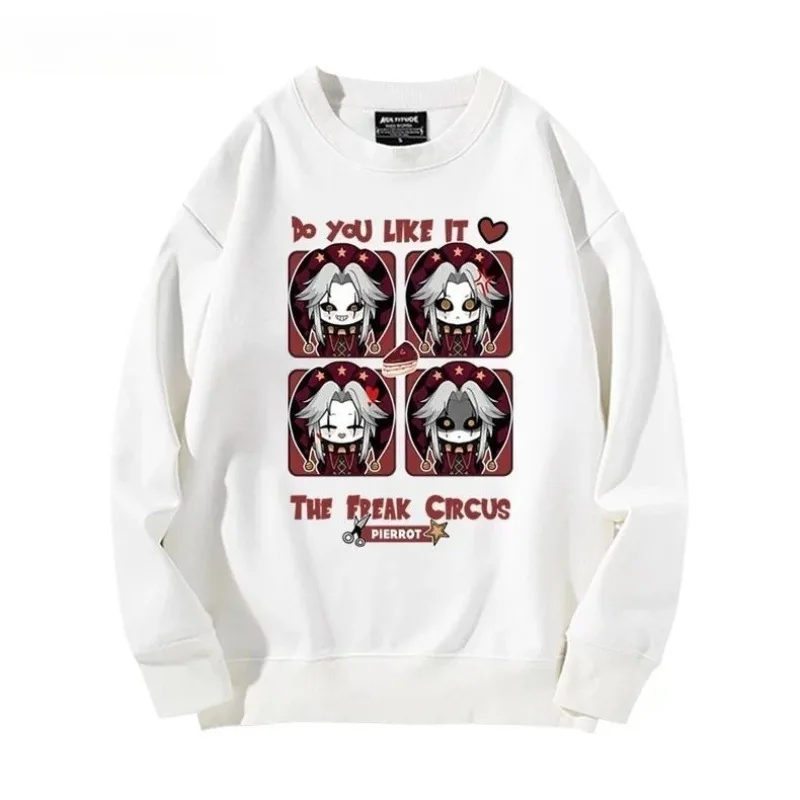 Sudadera con Capucha de Cosplay de Pierrot del Circo, Unisex, Estilo Harajuku, Chaqueta de Calle, Tema de Payaso Pierrot, Diseño de Anime, Sudadera Extra Grande