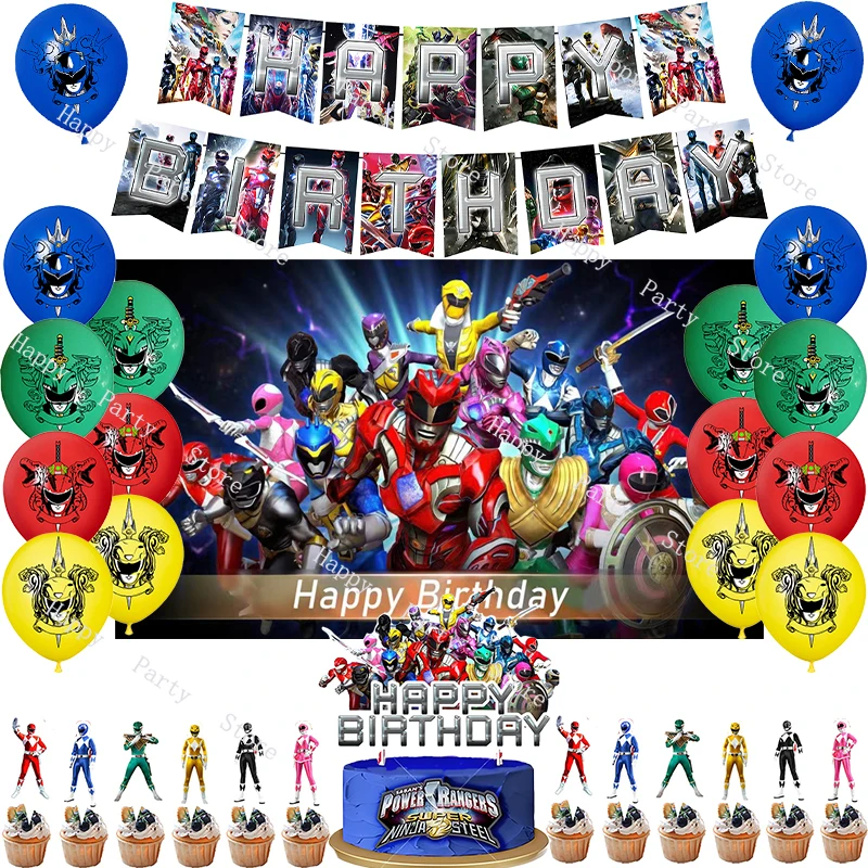 Power Rangered Birthday Party Decoration According Options Power Ranged Balloon Banner Cake Topper Backdrop Party Supplies