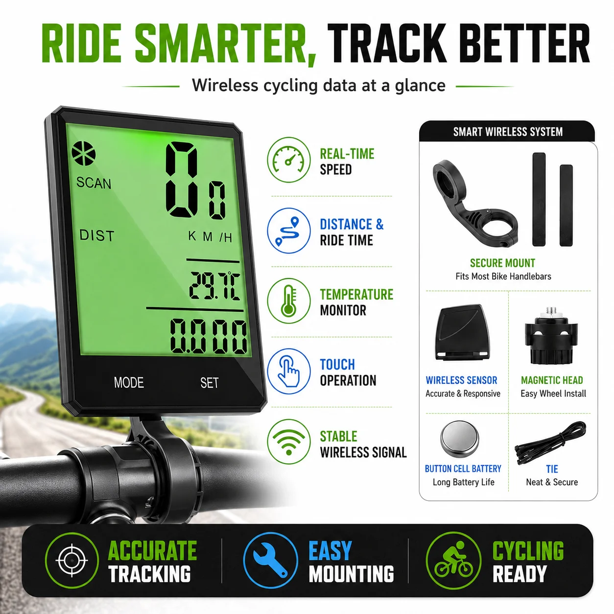 

New Wireless Bicycle Computer Outdoor Cycling Speedometer Odometer Waterproof Backlit Cycling Accessories