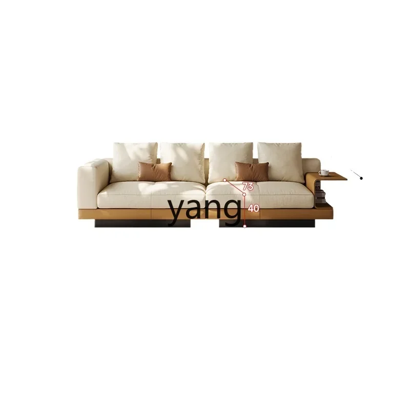 LTT Italian minimalist leather villa large flat high-end living room straight row down cowhide sofa