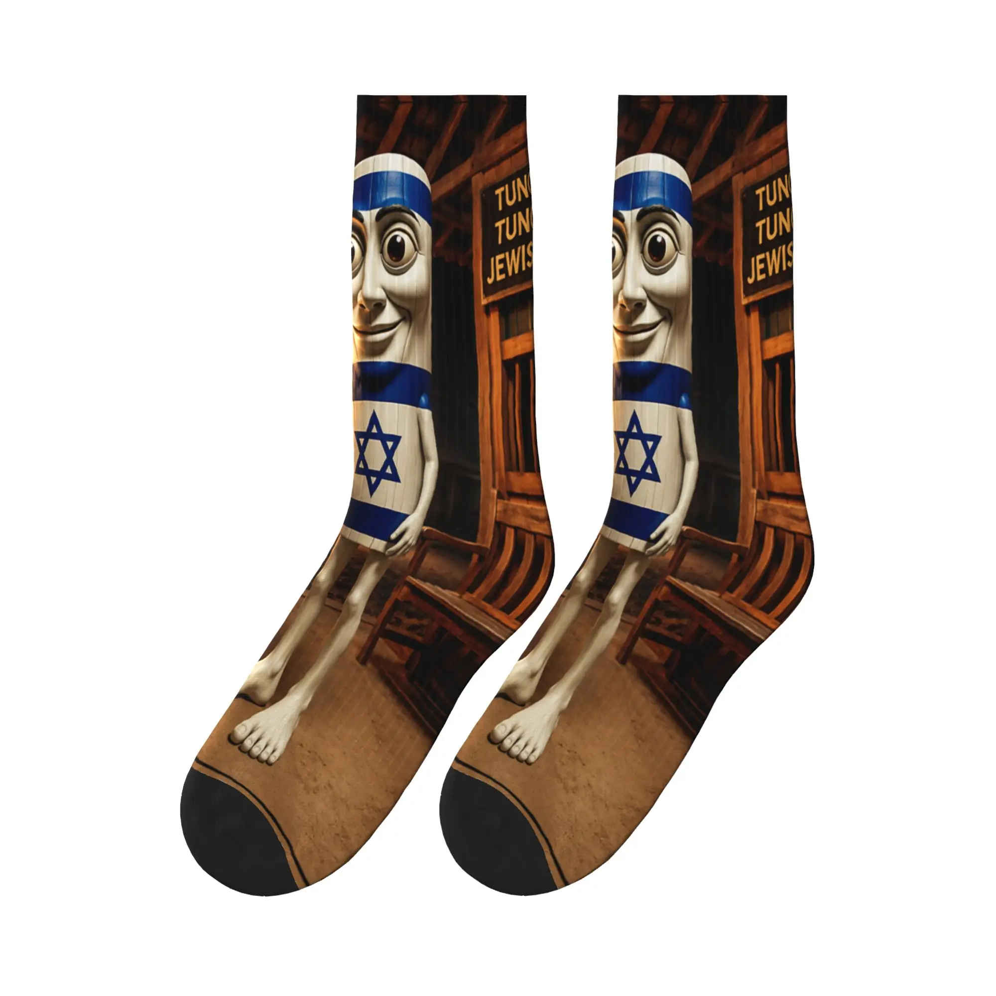 Funny Tung Sahur Jewish Italian Brainrot Meme Socks Anti Stockings Men Warm Soft Cycling Socks Spring Kawaii Graphic Socks