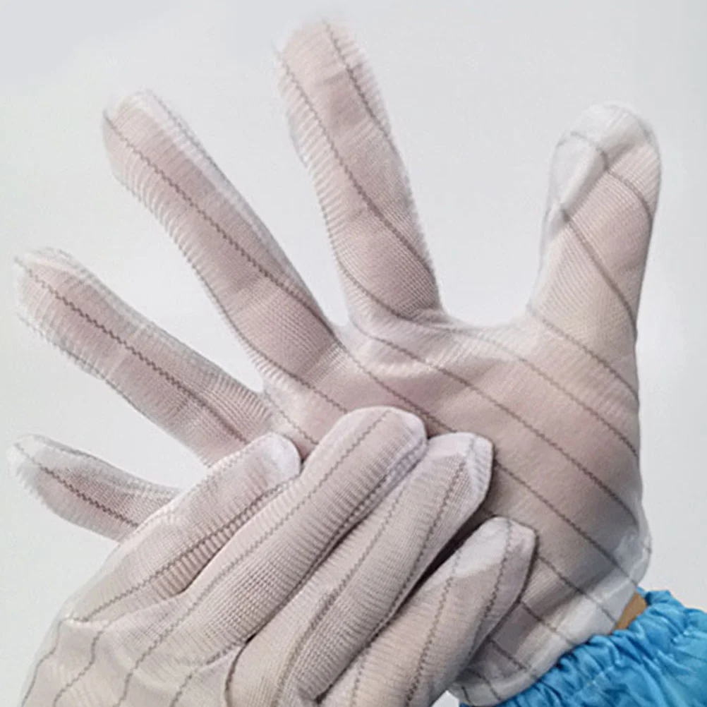 10 Pairs Gloves Work Anti-static Protective Double Sided Computer for Electronics Installation White Repair