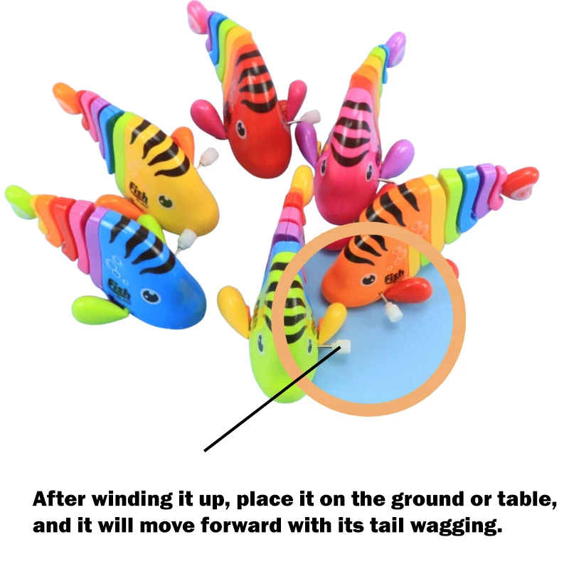 Creative Cartoon Cute Colourful Clockwork Swinging Fish  Funny Wind-up Running Fish Toys Children's Puzzle Toys Birthday Gifts