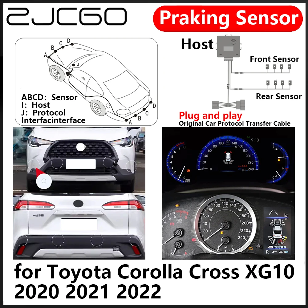 

ZJCGO OEM Front Rear Reverse Parking Sensor PDC Car Reversing AID System for Toyota Corolla Cross XG10 2020 2021 2022