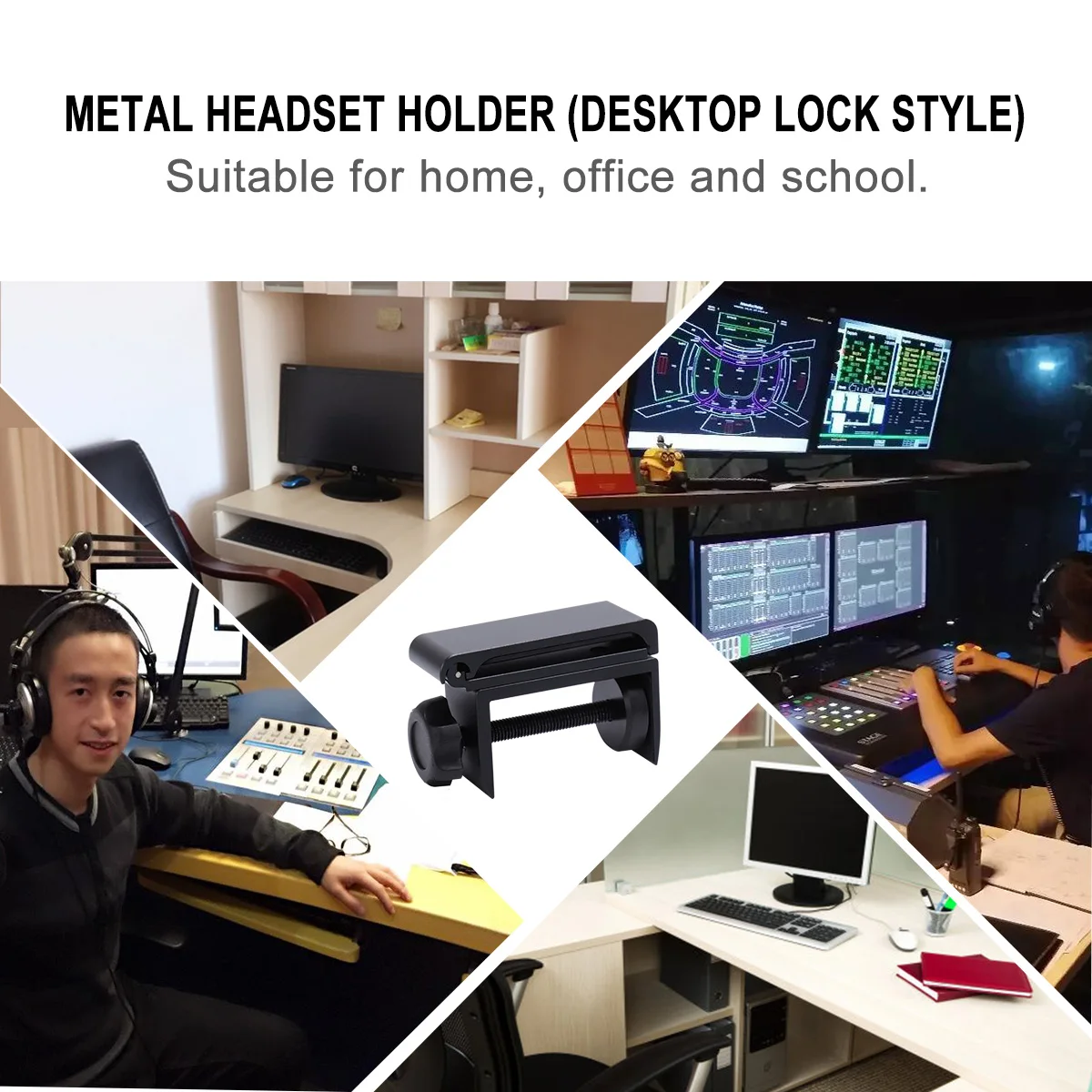 

Black Durable Headset Hook Metal Headphone Stand Small Compact Lightweight Holder Rack for Desktop Storage Headset Holder
