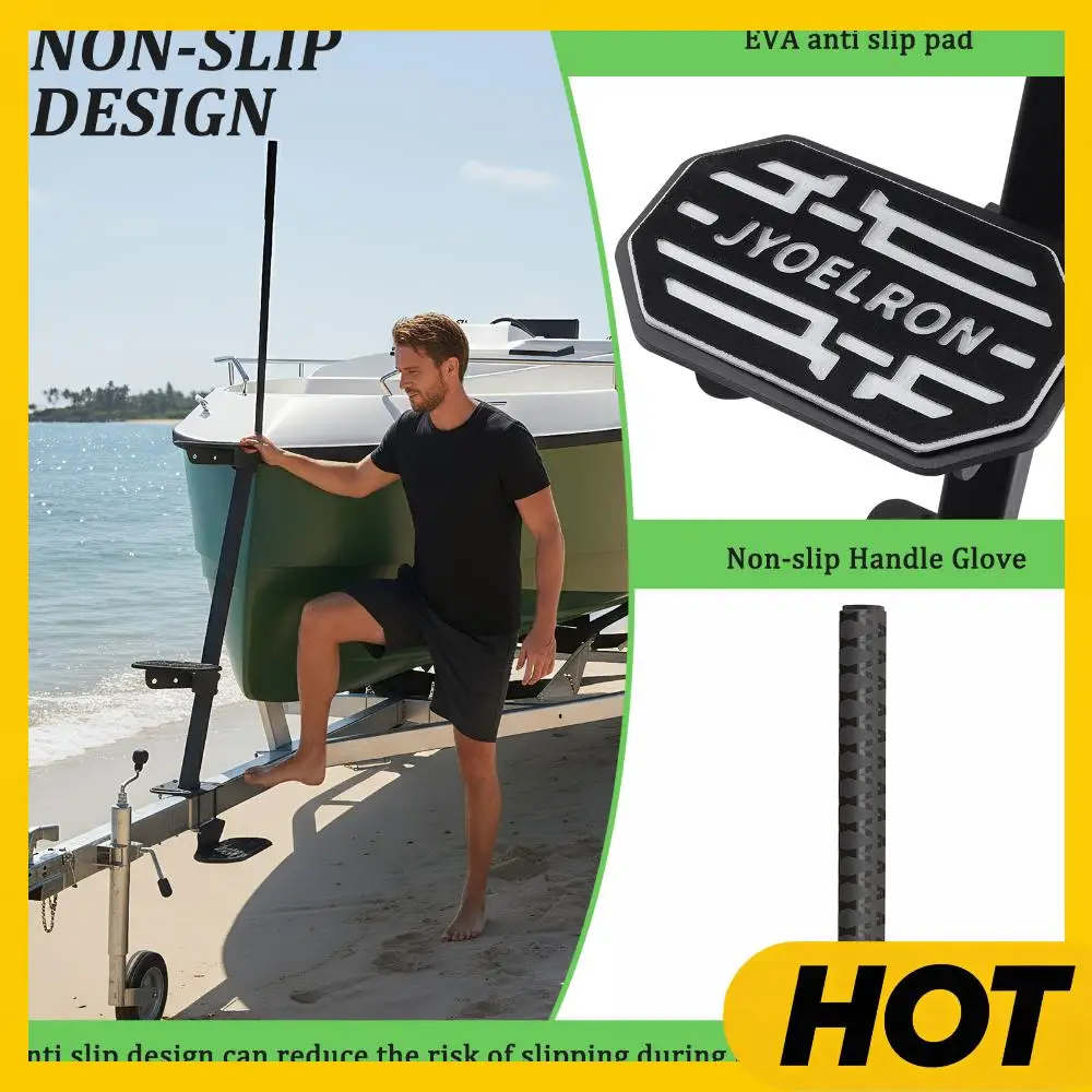 

Anti-Slip Mat Staircases with Handrails Heavy Duty Marine Trailer Step Capacity 450 Lbs for Boats Dock & Launching