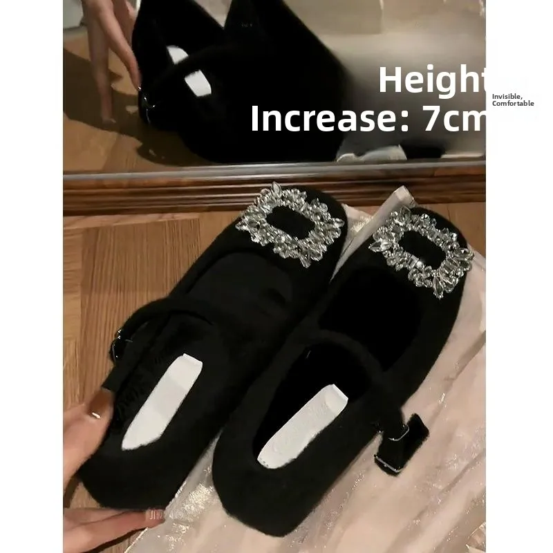 

Удобное невидимое усиление 7 см Mary Jane Bla Single oes женское весенне-летнее модное трендовое корейское платье без шнуровки...