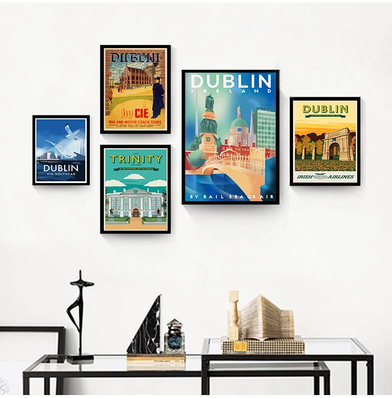 Dublin Capital City of Ireland Trinity College Travel Canvas Paintings Kraft Posters Coated Wall Stickers Home Decoration Gift