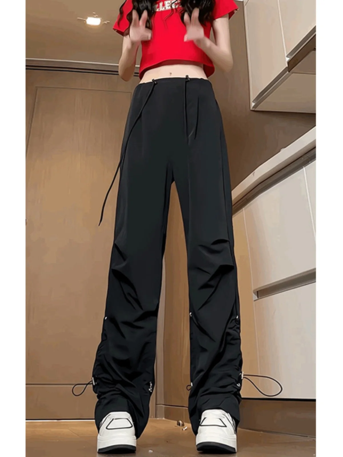 

American Sle Qui Dry Paratrooper Pants Men's Autumn Thin Fold Design Workwear Breathable Qui Dry Casual Long Trousers