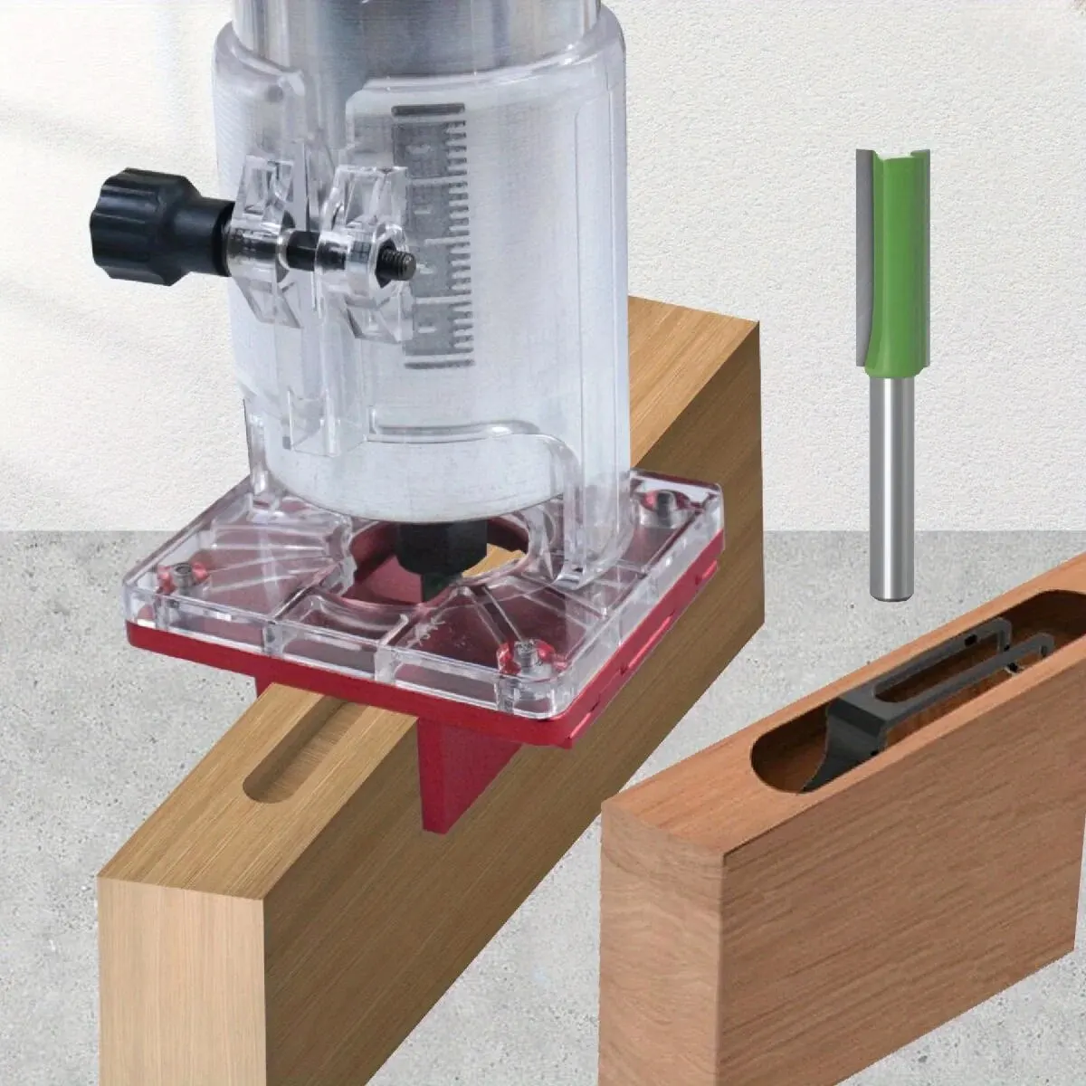 Localizzatore di scanalature per router di legno: base scanalata 2 in 1 e staffa di fissaggio per rifilatrice da 65 mm, localizzatore di guide per