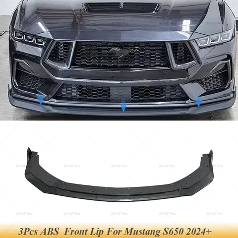 포드 머스탱 S650 GT GTD 스타일 Ecoboost Performance 2024+ 용 ABS 앞 범퍼 스플리터 에어 벤트 스포일러 립