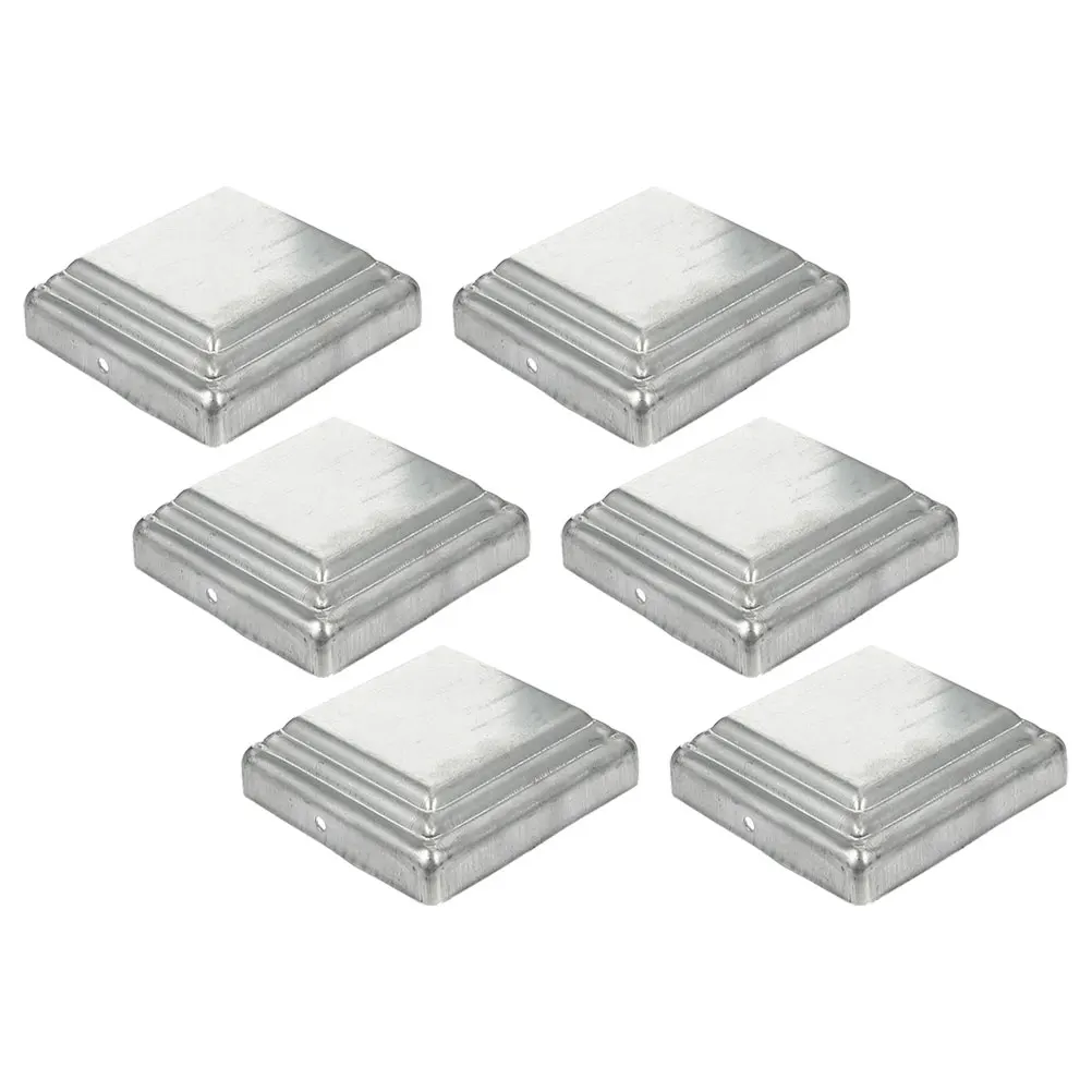

6pcs Fence Post Caps Steel Baluster Cover Corridors Decorative Square Metal Parts Stamping Column Topper Traffic Barrier
