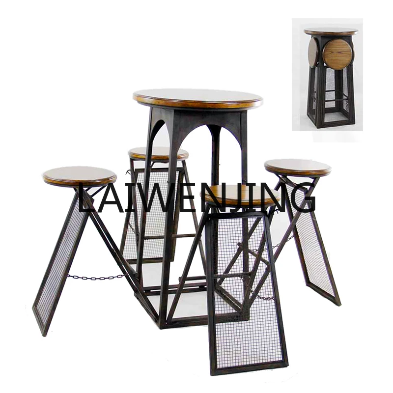 

RWJ Foldable Integrated Table Creative High Stool Bar Coffee