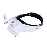 Loupe Head-Mounted Glass Headband Light 3 LED Lamp Jeweler Magnifier