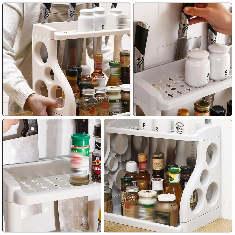 1 قطعة رف منظم المطبخ حامل أواني بلاستيكية ممتازة بيج سهل التركيب توفير المساحة تخزين الرف حامل التخزين