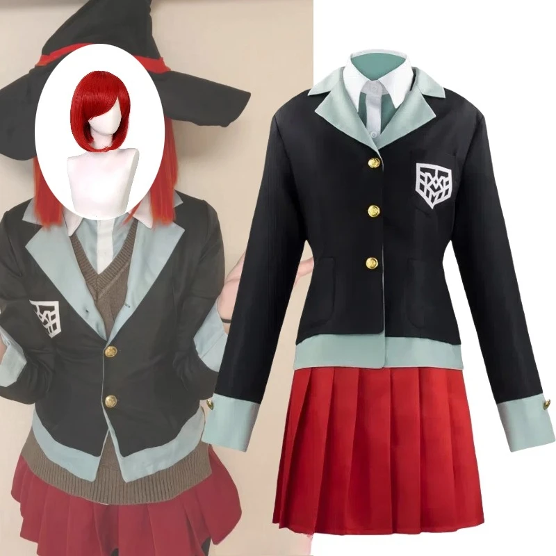 

Anime Yumeno Himiko Cosplay Costume Magician Cos Shirt Vest Coat Skirt JK Uniform Full Set Red Wig for Women Halloween Party