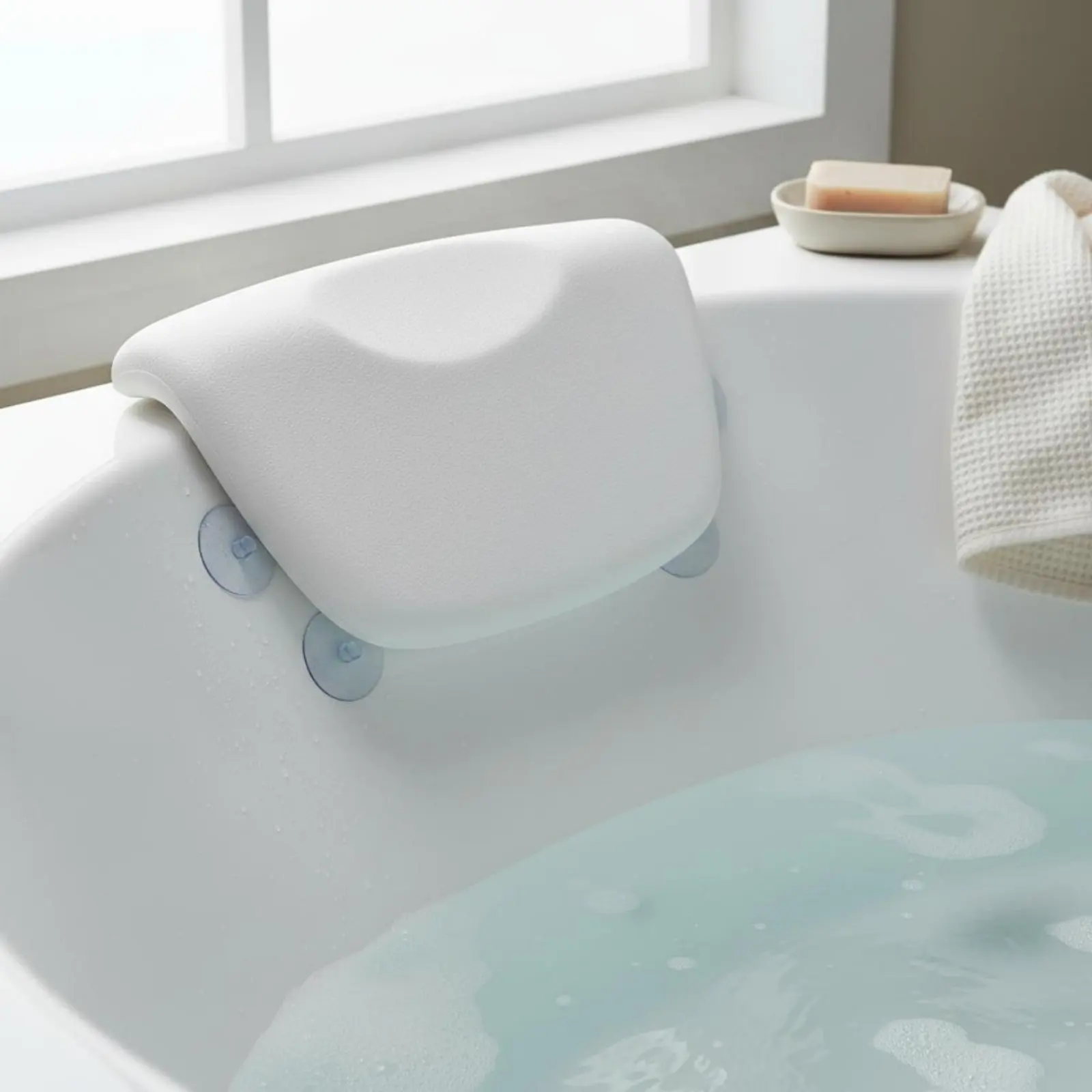 

Bath Pillow Non-Slip Suction Suction Disc Bath Pillow Bathtub Headrest Soft & Comfortable Bathroom Accessory Quick Dry