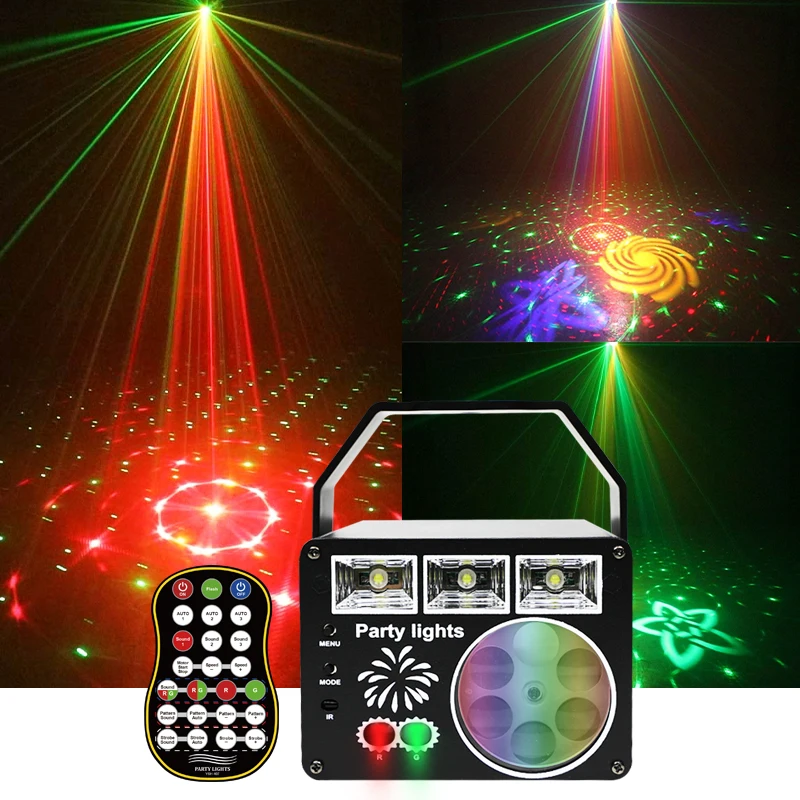 HCWE Laser Disco LED Strobe Lights Bee Honeycomb Gobo Wheel for Indoor/Outdoor Holiday Wedding Events & Party Lighting
