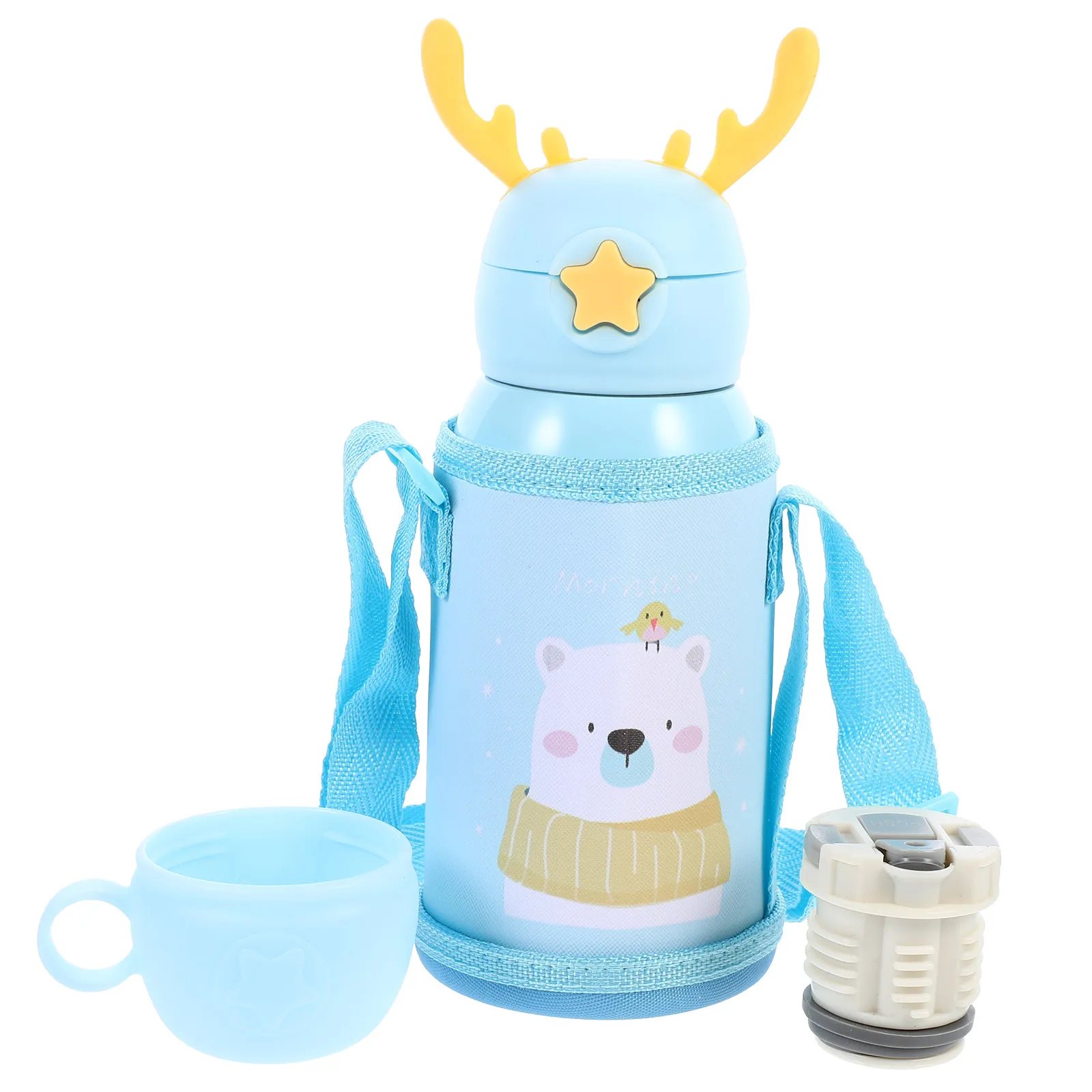 

Stainless Steel 316 Elk Design Vacuum Insulation Cup for Kids Removable Straw Leak Proof Safe Cartoon Pattern Bright Color