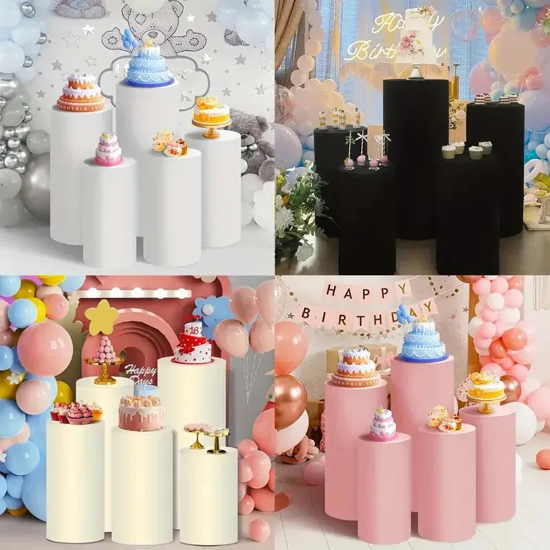 

Cylinder Stand Elastic Covers Cloth Decor Dessert Table Covers For Party Wedding