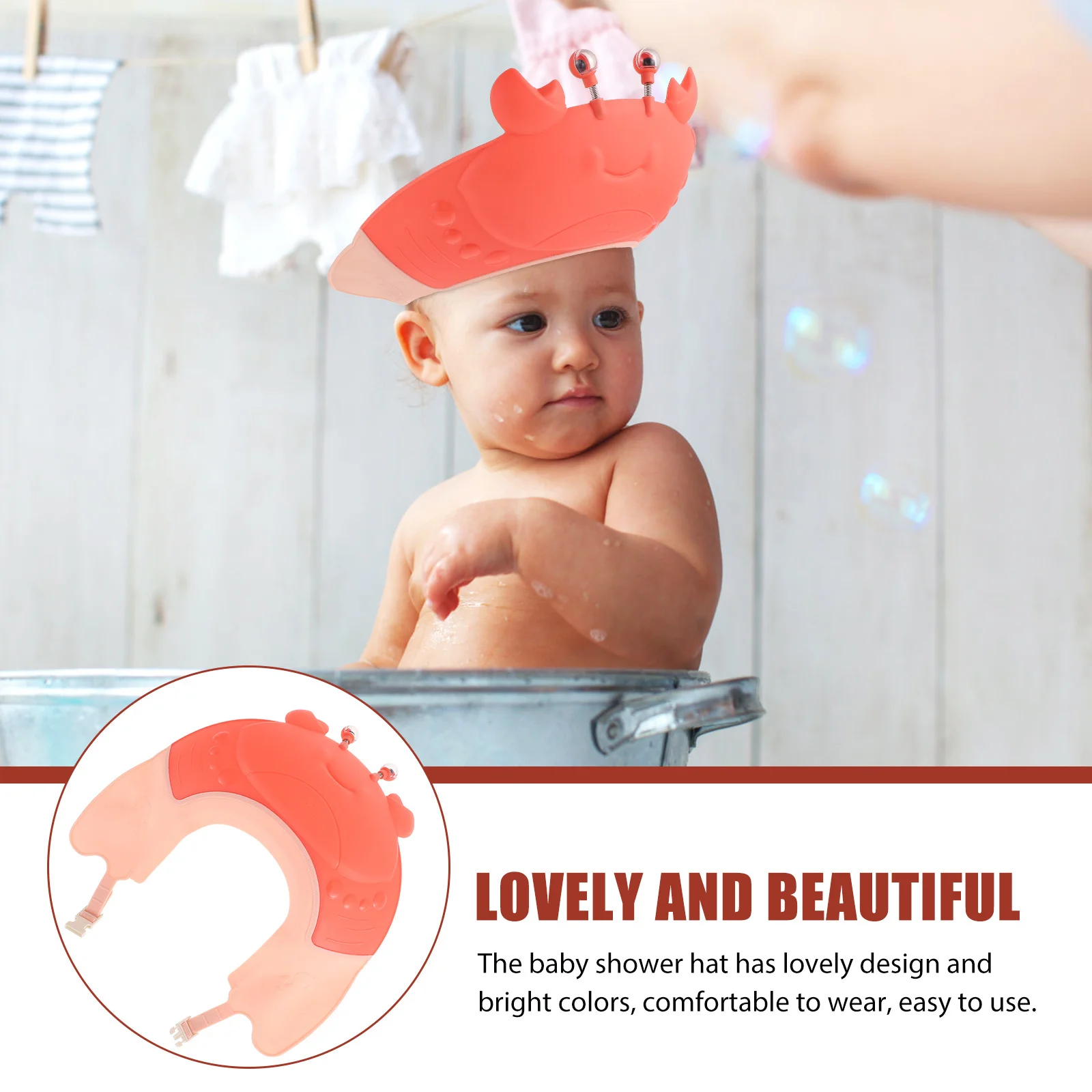 

Baby Shower Cap Adjustable Crab-Shape Toddler Bath Hat Kids Shampoo Hat Waterproof Bath Visor Baby Shower Caps