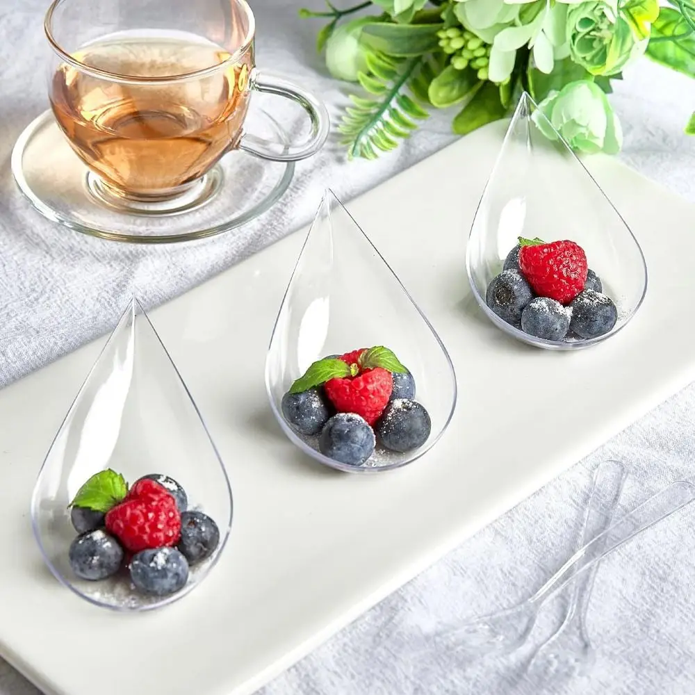 

10Pcs Tableware Unbreakable Drop Appetizer Plates Plastic Sauce Dish Ice Cream Cup Reusable Tasting Cup Jelly