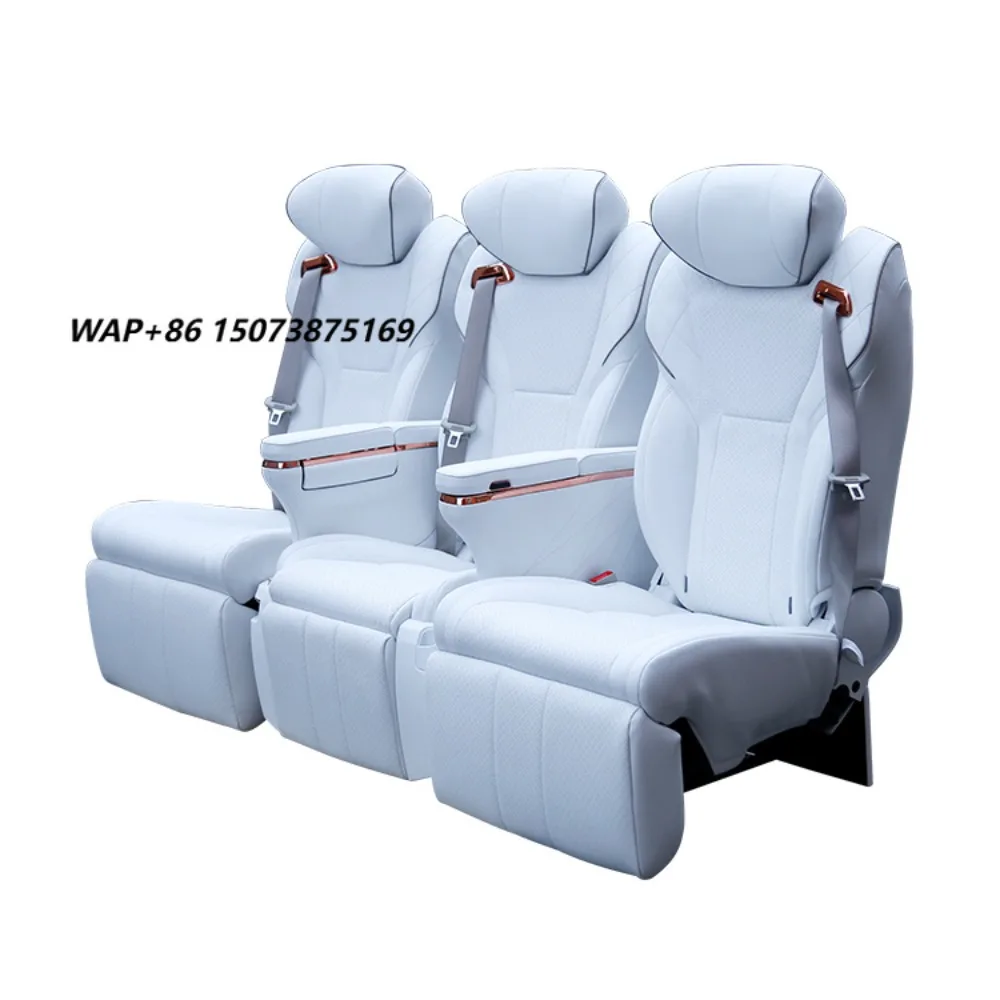 For Electric Adjustable Reclining Luxury Customized Car Seat for Hiace Type Bench Trio-Seats Model Synthetic Leather