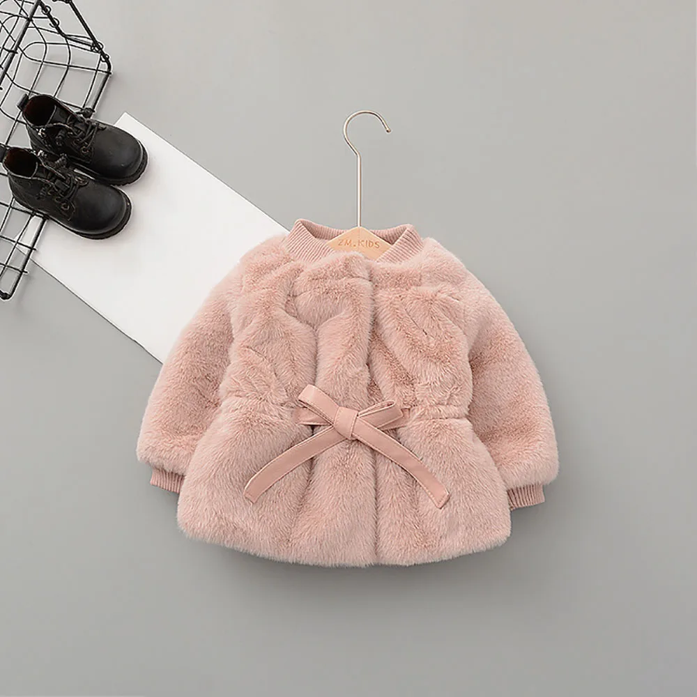 2023 New Winter Warm Baby Girls Jackets Korean Kids Toddlers Imitation Fur Girls Princess Coats Fashion Thickened Outerwear