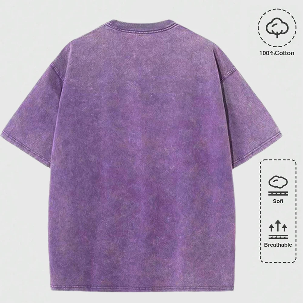 Mental State Emergency Prints Washed T Shirts Womens Cotton Oversize T-Shirt Distressed O-Neck Comfortable Tops Summer Clothes