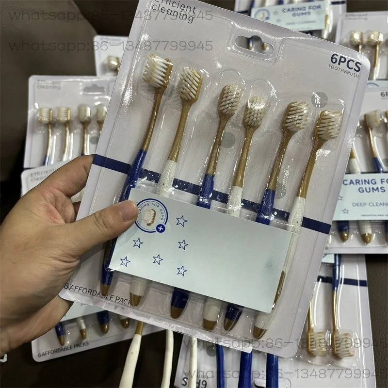 Dense soft wide head soft bristle toothbrush adult clean mouth home anti-allergy gum protector home 6 pieces