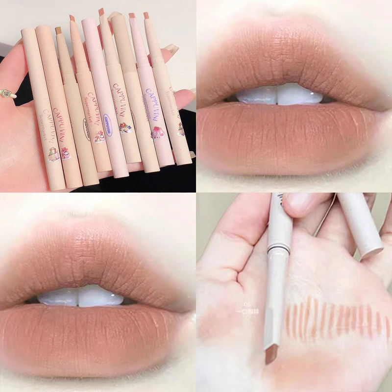 Lipliner ołówek matowy aksamit kredka do ust pióro zarys kształt warg kredka do ust wodoodporny trwały nieprzywierający kubek cielisty błyszczyk do ust makijaż