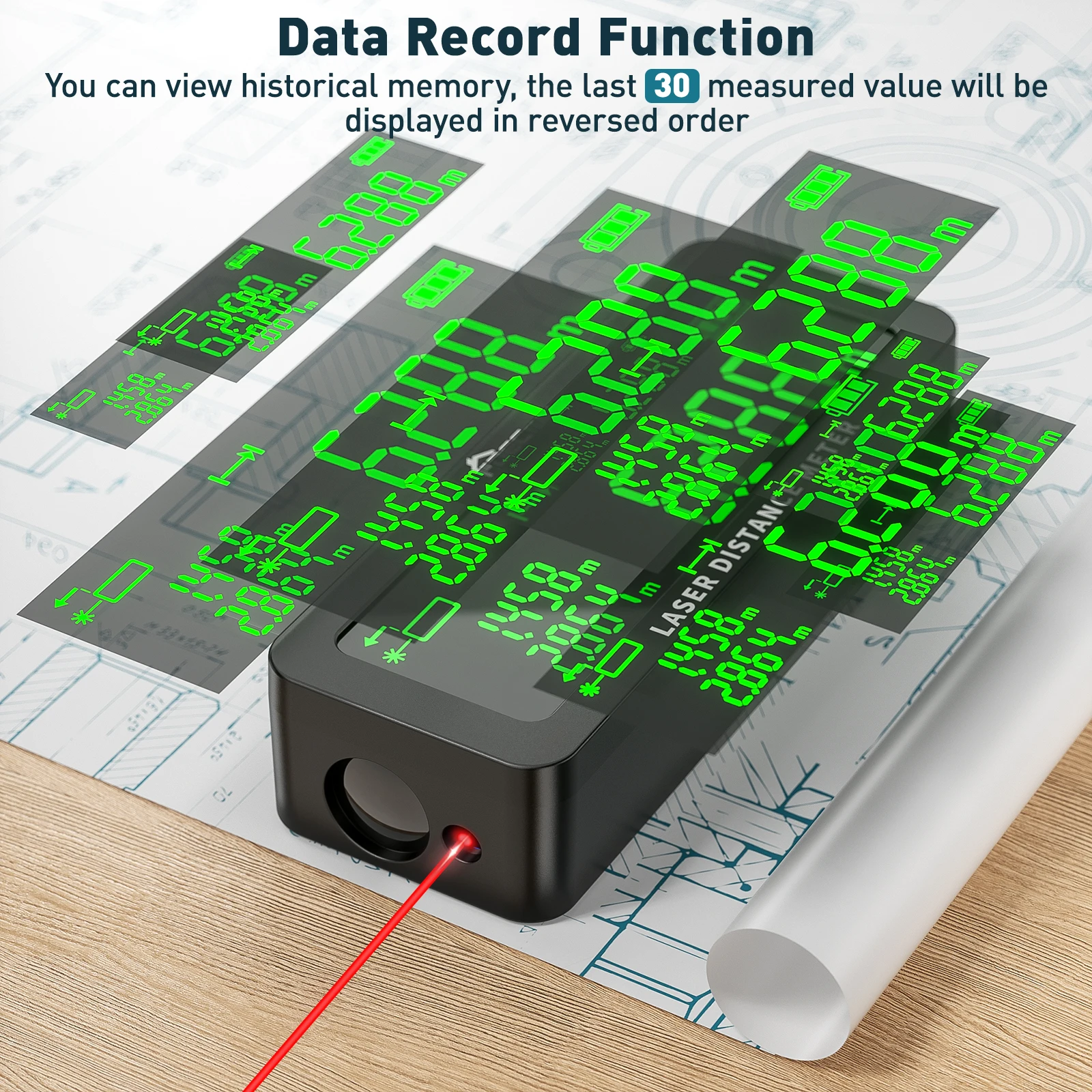 Decteam MN50 Laser Distance Meter 165Feet/50M Laser Measure with LCD Multiple Angle Distance Area Volume Measurement Modes