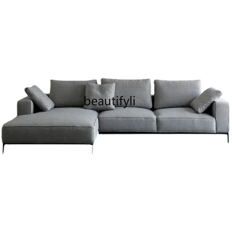 200302 Fabric Sofa Living Room Modern Large and Small Apartment Type Three-Person Corner Sofa for Multi-User Combination