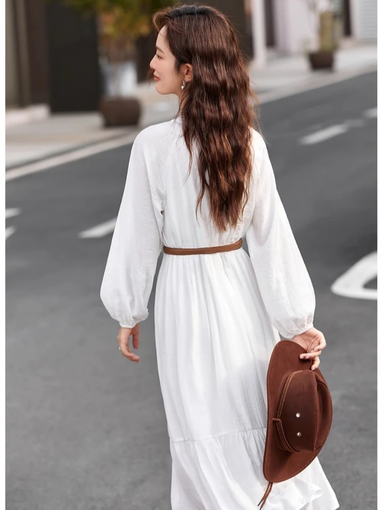 VIMLY Long Dresses Woman 2026 Autumn Vacation White A-line Women Dresses Elegant Round Neck Loose Dress Ladies Clothing A2823 - AliExpress 200000345 VIMLY Long Dresses Woman 2026 Autumn Vacation White A-line Women Dresses Elegant Round Neck Loose Dress Ladies Clothing A2823 - AliExpress 200000345