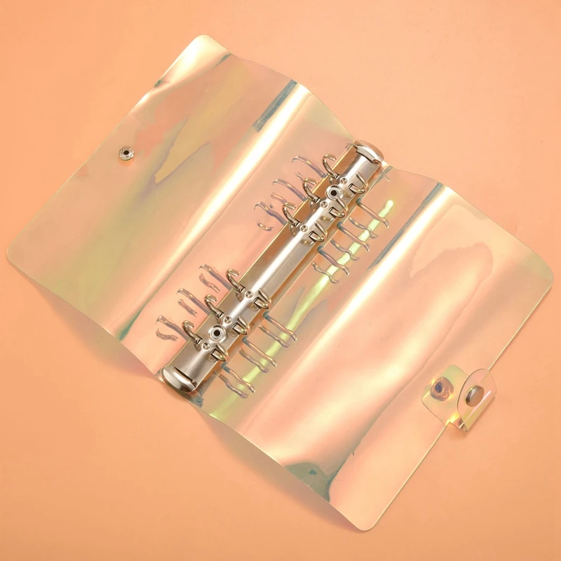 6リングの透明なPVCバインダーカバー,詰め替え可能なノートブックプロテクター,ルーズリーフプランナーの保護,マルチカラー,2個