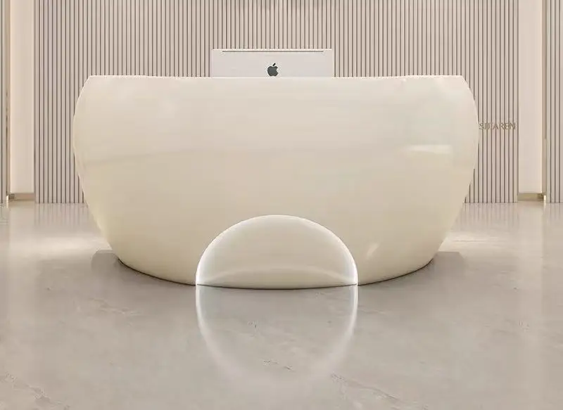 &c Curved bar Custom Fiberglass Creative Cashier Company Front Desk Beauty Salon Paint Special-shaped Service Reception Desk