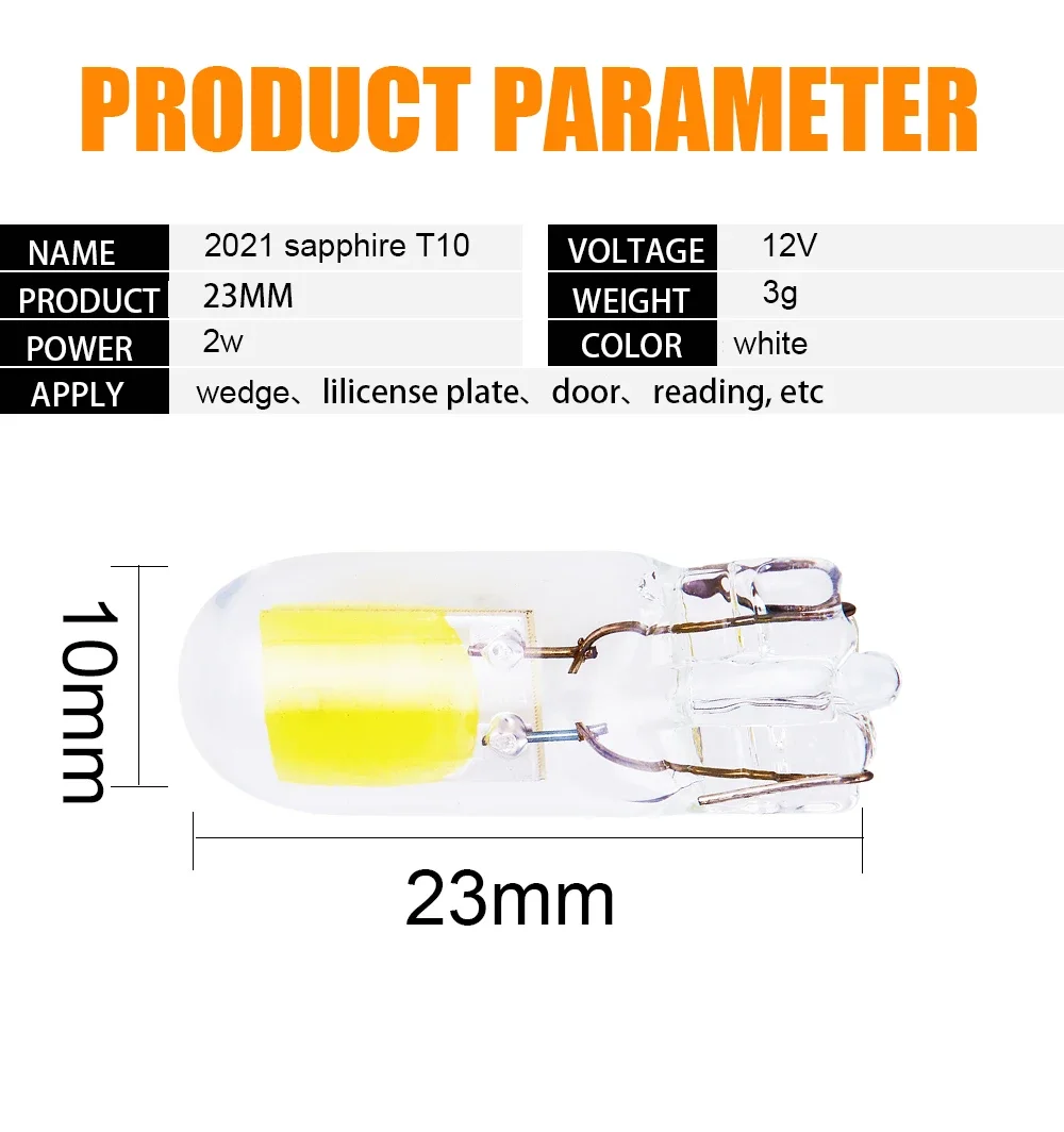 Newest w5w LED T10 Sapphire COB Car Light 200LM Super Bright Wedge Dome Reading Lamp Bulb 12V 6000K Drop Shipping Supported