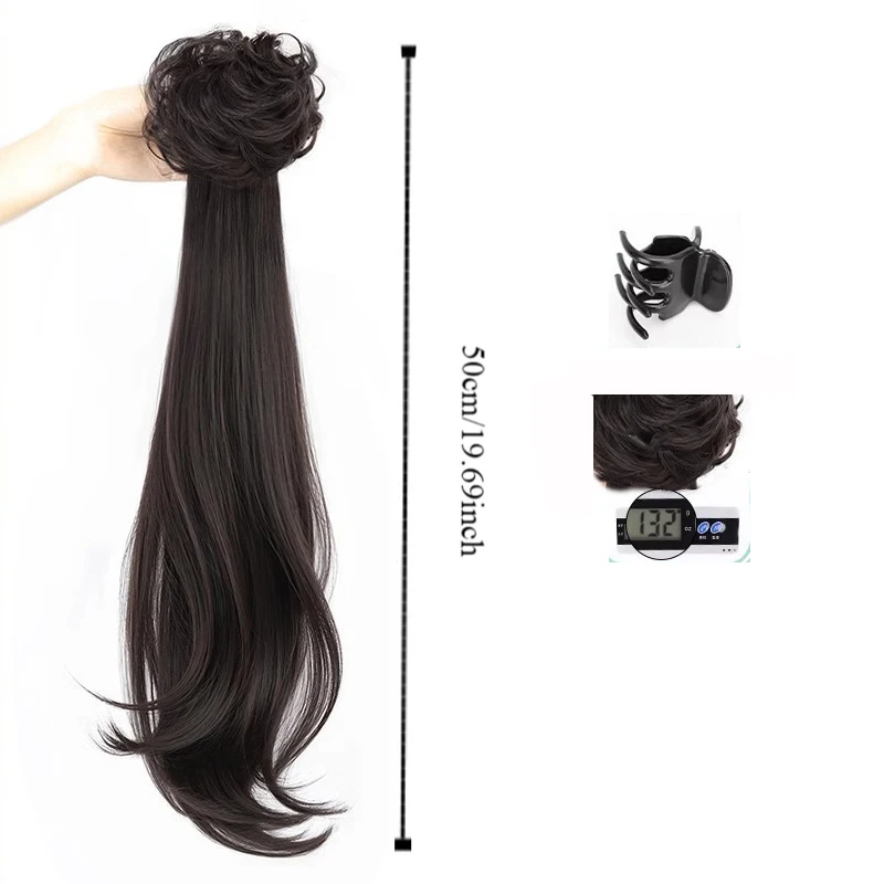 Synthetic Wig Slightly Curly Ponytail Female New Chinese Style Claw Clip  Wig Can Be Tied With Ancient Style Cheongsam Ponytail