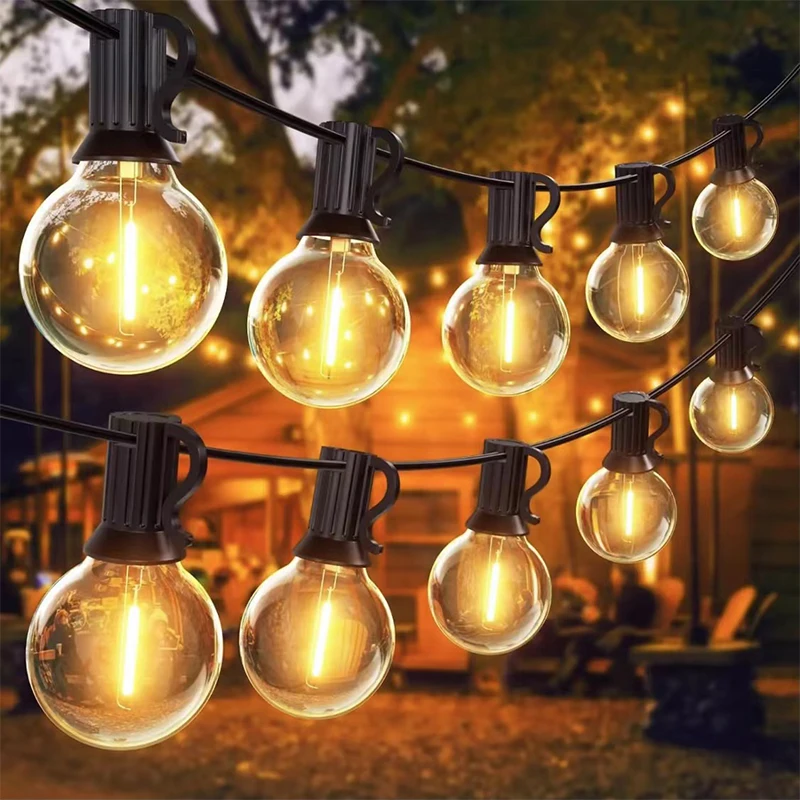 

G40 Solar String Lights Outdoor 8Mode Solar Globe String Bulb Patio Hanging Lights Waterproof Garden Pergola Bistro Deck Decor