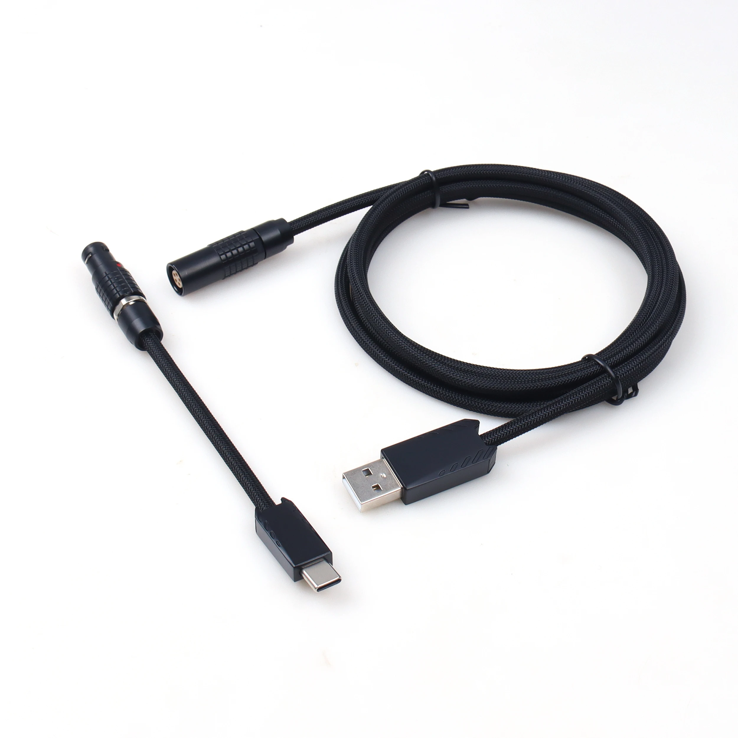 LANO 4 Colors Choices FGG Coiled Cable Type-C to USB Metal Connect Mechanical Keyboard Data Coiled Cable Wire with 00B Plug