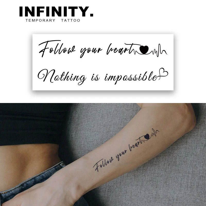 [Follow your heart] temporary tattoo sticker, waterproof magic tattoo, lasts to 8-15 days fake tattoo, semi permanent tattoo