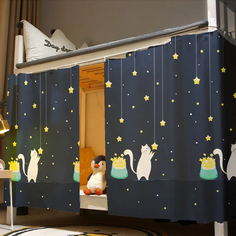 VIKAMA Student Dorm Blackout Bunk Bed Curtain Upper Lower Privacy Desk Enclosure