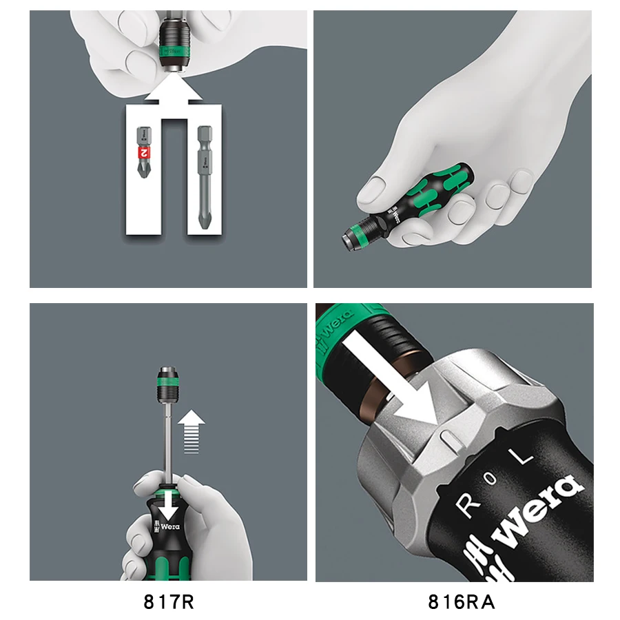 WERA Wkrętak bityczny z uchwytem z uchwytem szybkiego zwalniania Magnetyczny antystatyczny uchwyt śrubokręta Uchwyt śrubokręta grzechotkowego