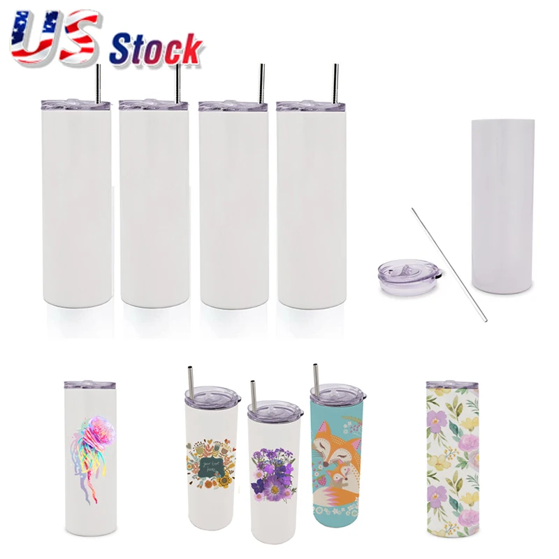 

US Stock 25pcs 20oz Taperless Sublimation Blank Skinny Tumbler White Stainless Steel Insulated Double Wall Vacuum Travel Cup