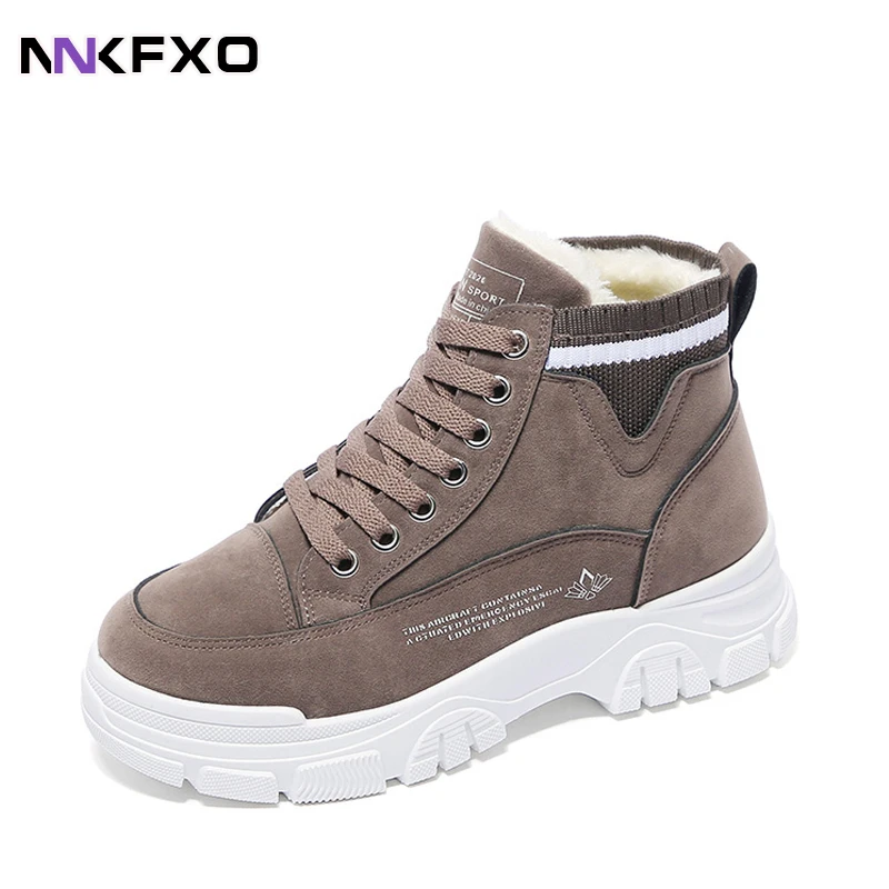 

2023 Women's Plush Ankel Boots Round Toe Thick Soled Short Boots Female Fashion Comfortable Warm Boots Korean Style Shoes QB535